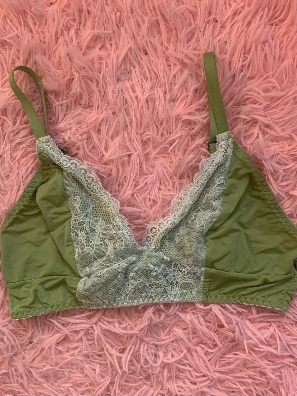 Green lace trim bralette